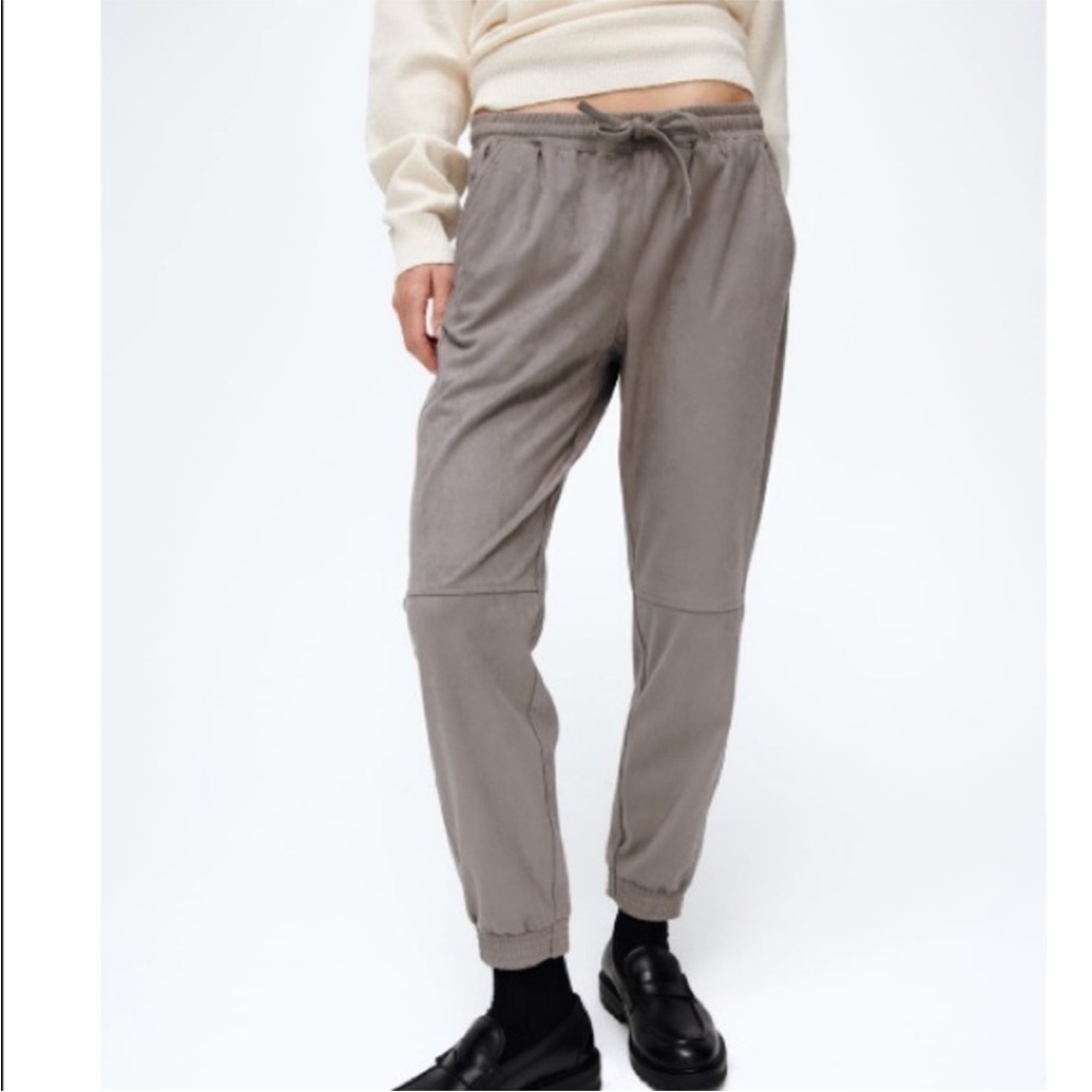 Zara Gray Faux Suade Pants/Joggers